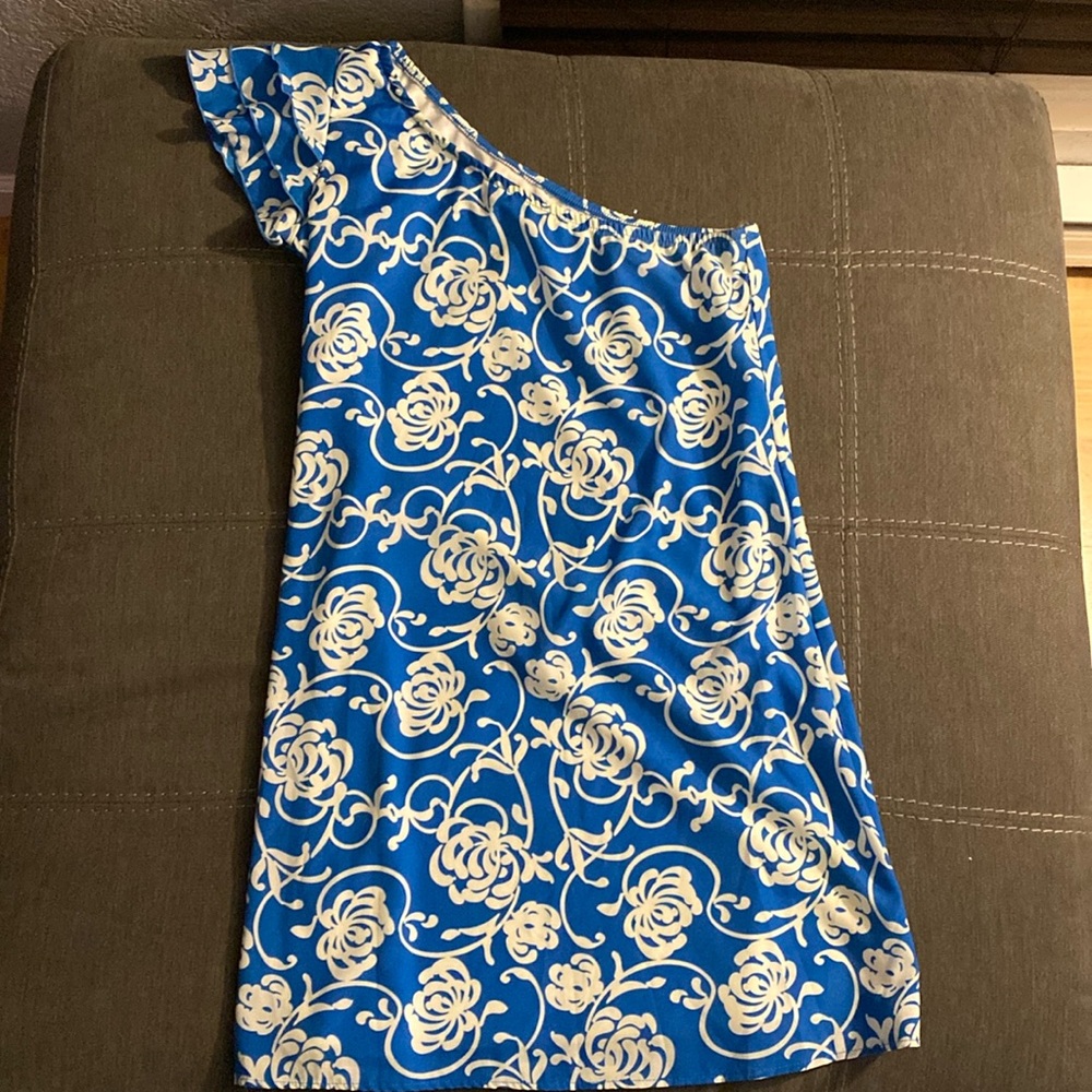 One shoulder floral print dress